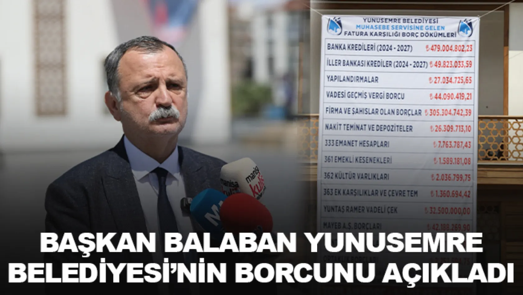 Başkan Balaban Yunusemre Belediyesi'nin Borcunu Açıkladı