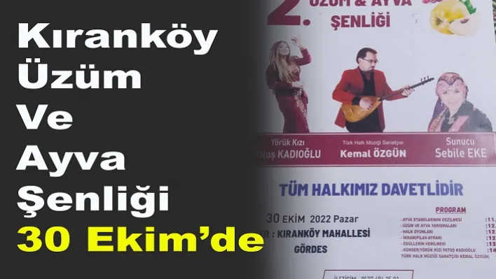 Kıranköy Üzüm ve Ayva Şenliği 30 Ekim'de