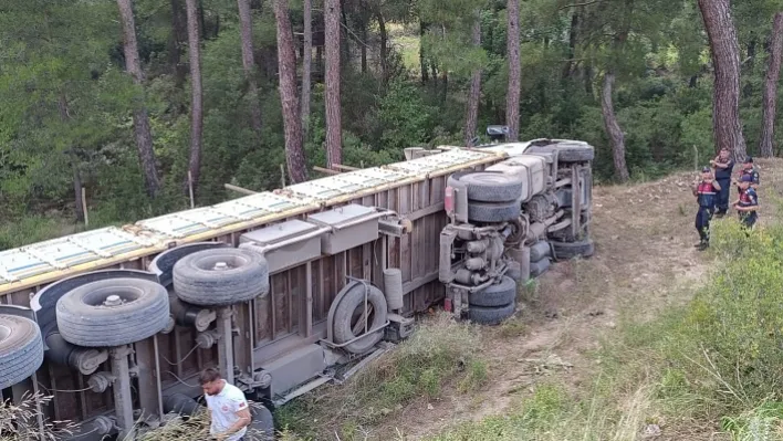 Aydın'da Freni Boşalarak Devrilen Kamyonun Sürücüsü Öldü