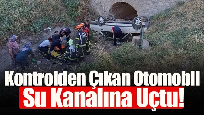 Kontrolden Çıkan Otomobil Su Kanalına Uçtu!