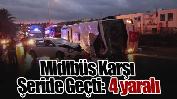 Refüjü Aşıp Karşı Şeride Geçen Midibüs, Otomobille Çarpıştı