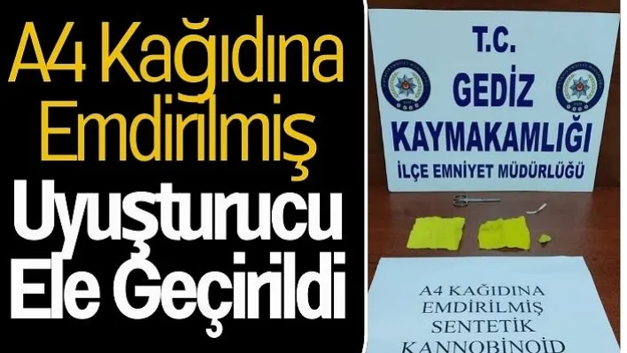 A4 Kağıdına Emdirilmiş Uyuşturucu Ele Geçirildi