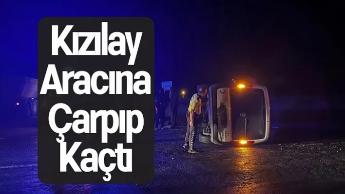 Kazaya karışan Kızılay kan nakil aracı takla attı