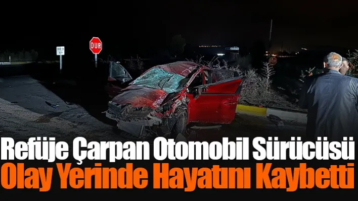 Kontrolden çıkarak orta refüje çarpan otomobil sürücüsü olay yerinde hayatını kaybetti