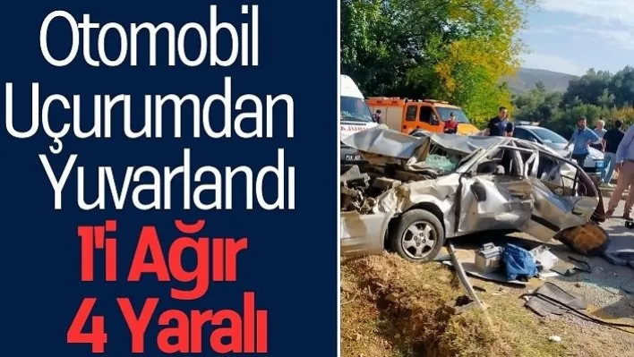 Otomobil Uçurumdan Yuvarlandı: 1'i Ağır 4 Yaralı