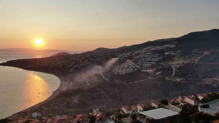 İzmir'deki orman yangını havadan görüntülendi