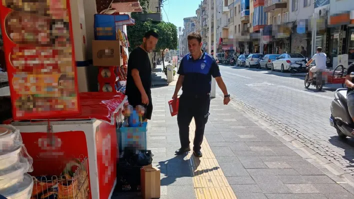 Turgutlu'da zabıta ekiplerinden kaldırım ve yol işgali denetimi